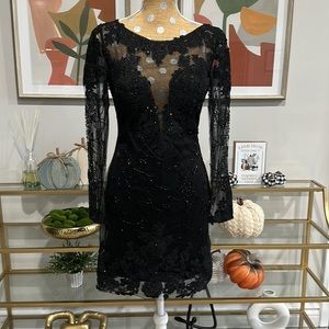 Gorgeous black lace and sequin detailed dress size 9/10